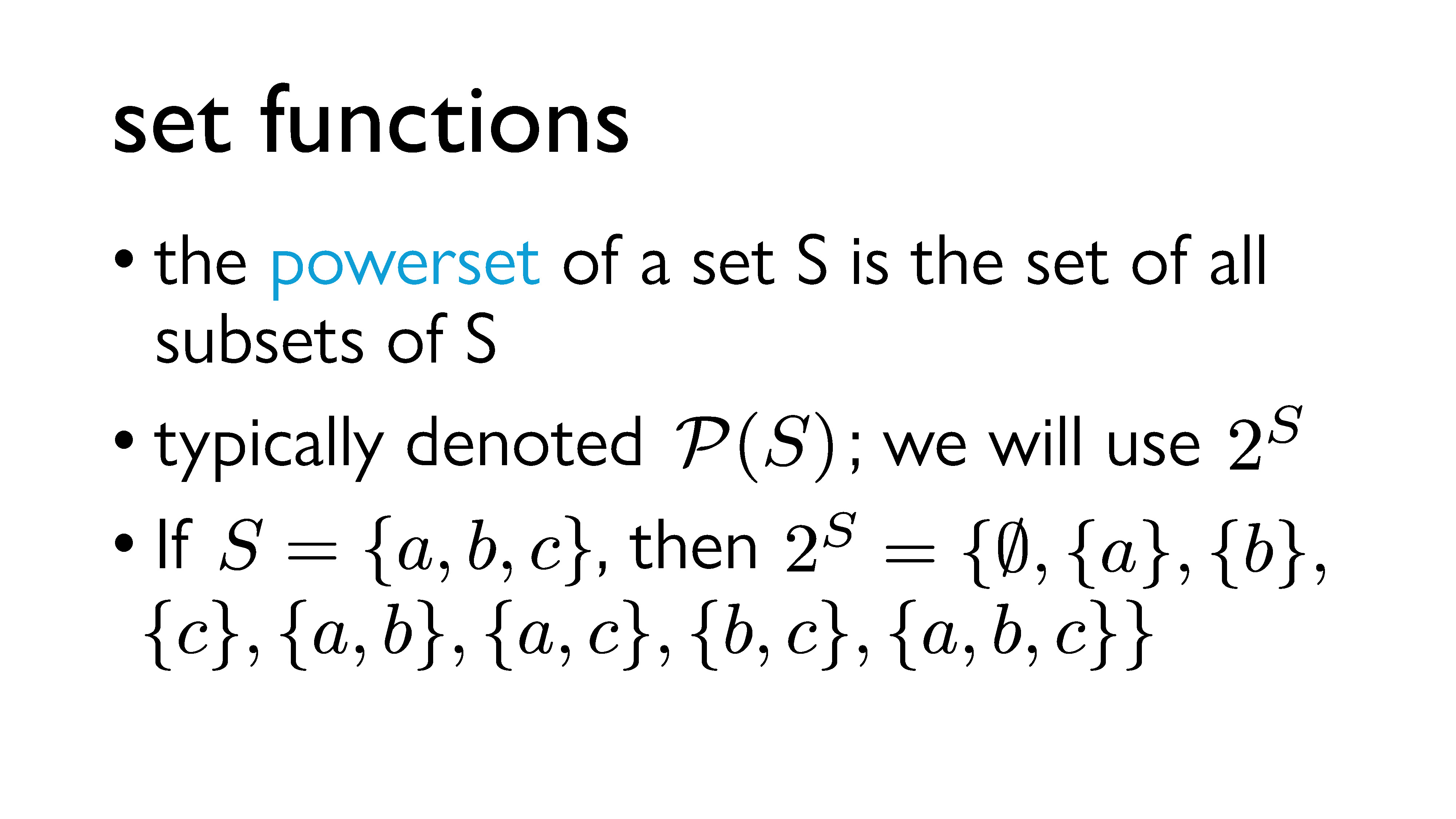 set functions