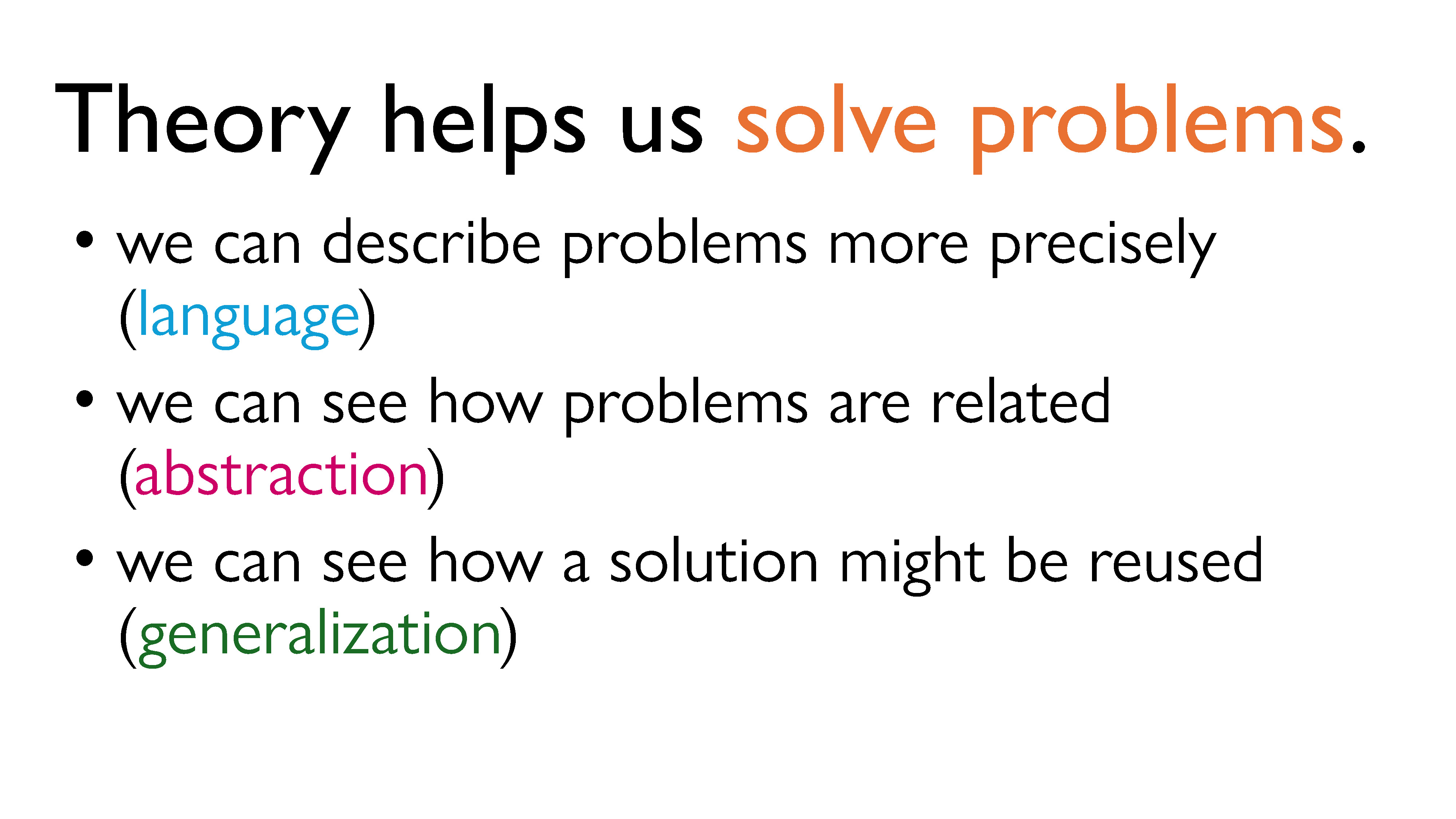 Theory helps us solve problems